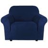 Smarcute 1 Seater Stretch Suede Soft Luxurious Fabric Sofa Cover Navy