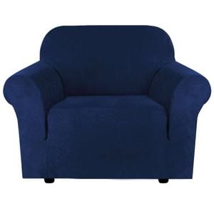 Smarcute 1 Seater Stretch Suede Soft Luxurious Fabric Sofa Cover Navy