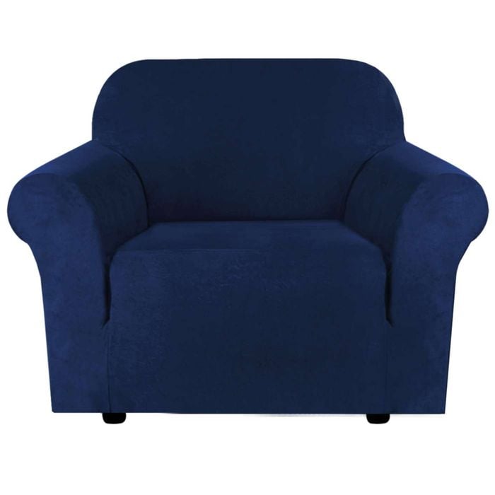 Smarcute 1 Seater Stretch Suede Soft Luxurious Fabric Sofa Cover Navy