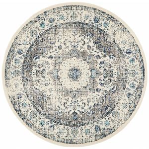 Sense 251 Off White 240x240cm - Large Round Transitional Pet Friendly Indoor Rug