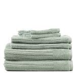 6pc Canningvale Caressa Bath/Hand/Face Washers Towel Set - Sage