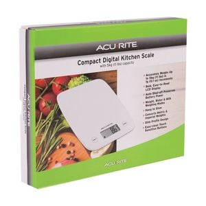 Acurite Compact Digital Kitchen Scale 5kg Capacity White W/ Lcd Display