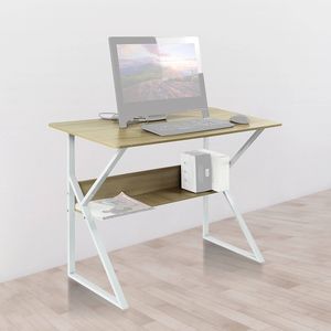 Wood and Metal Computer Desk with Shelf