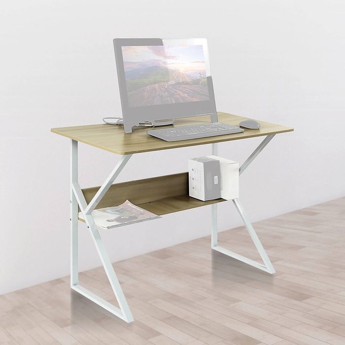Wood and Metal Computer Desk with Shelf