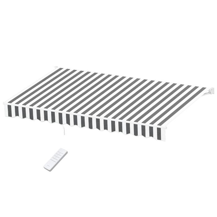 Instahut Retractable Folding Arm Awning Motorised Sunshade 4.5mx3m Grey White
