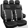 Catzon Car Seat Covers Full Set Shining Diamond Faux Leather Universal For Suvs Pickup-white