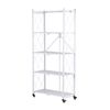 Artiss 5-Tier Foldable Kitchen Bakers Rack 71x34x160cm Metal Microwave Stand with Wheels White