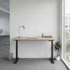 OLG Klass Black Frame New Oak Ravine Top Scallop Height Adjustable Desk L1800mm x W750mm