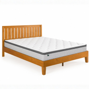 Zinus Double Deluxe Solid Wood Bed Frame & Pocket Spring Mattress Set, 30cm Euro