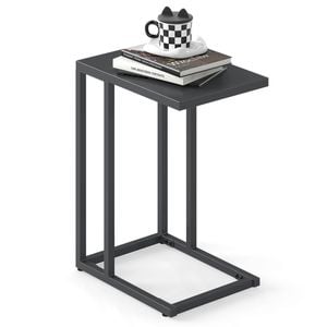 Costway C-shaped Side Table Metal End Table Grey