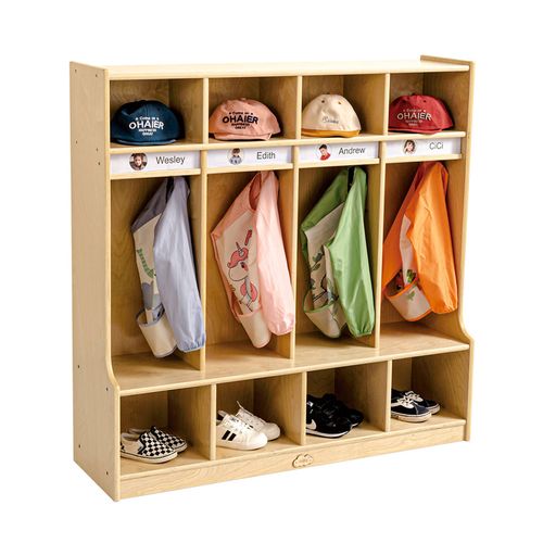 Jooyes Preschool Coat Locker With Cubbies - 4 Section - Original wood ...