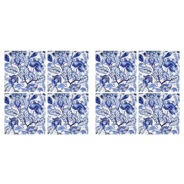 2x 4pc LVD Ceramic Coasters Hamptons Home/Kitchen Decor 9.5cm Square Blue