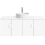 CIBO 1200mm White Mornington Wall Hung Vanity With White Basin And White Handles