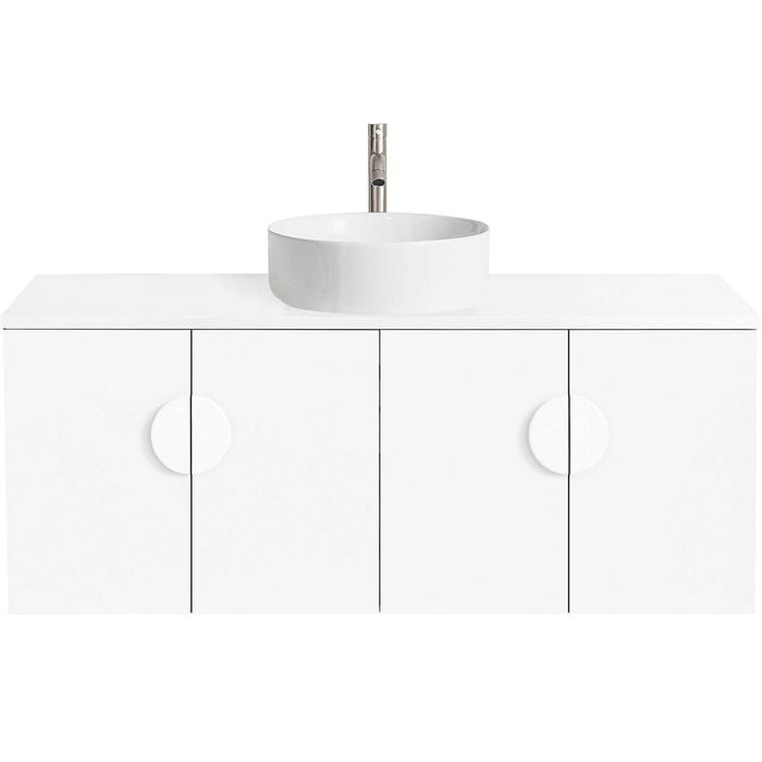 CIBO 1200mm White Mornington Wall Hung Vanity With White Basin And White Handles