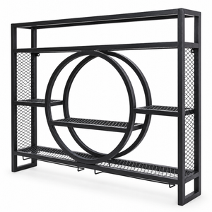 3-tier Industrial Wall Mounted Wine Rack Metal Liquor Bottle Display Shelves