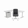 Olg Premium Corner Office Bundle: Agile Motion Plus 1800x1800 Left Sit-stand Desk + Motion Sync Chair + Tempo Pedestal White