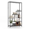 Costway 180cm Metal Display Shelf Rack Bookcase w/Hooks Black