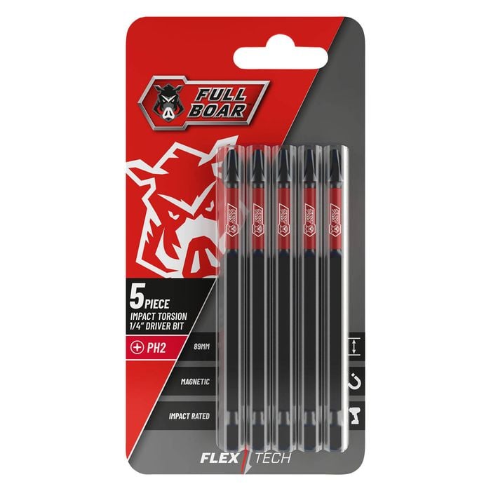 Full Boar PH2 x 89mm Impact Torsion Bit - 5 Pack
