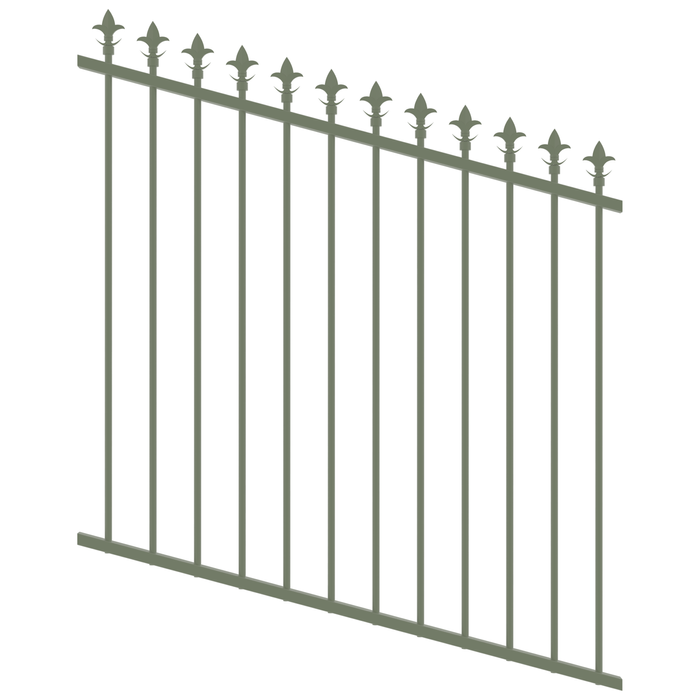 ProtectorAl 0350-1200W x 1200H Pale Eucalypt Spear Top Pool Fence Panel Raked Up to 15º