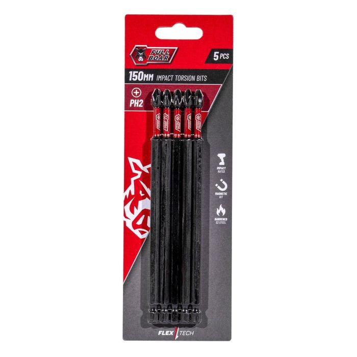 Full Boar PH2 x 150mm Impact Torsion Bit - 5 Pack