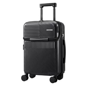 Wanderlite 20" Luggage Suitcase Front Pocket Travel Carry On Tsa Black