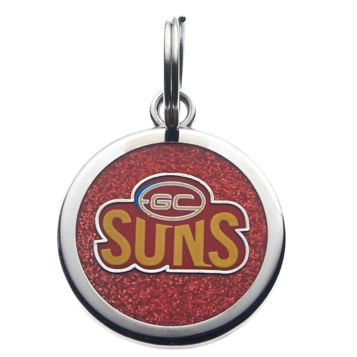 Afl Pet Id Tag - Gold Coast Suns - Engravable - 25mm Diameter