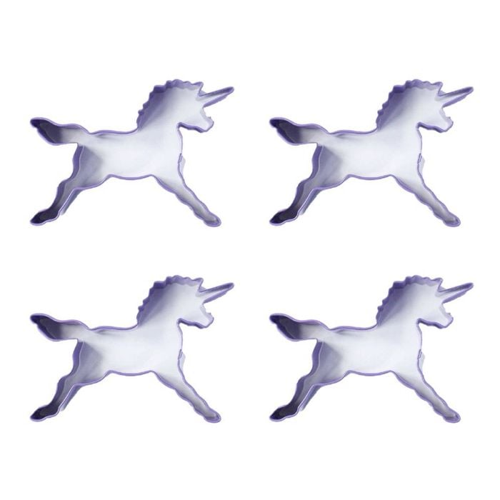 4x R&m Unicorn Cookie Cutter Polyresin Coated Steel Baking Mould 13.3cm Purple