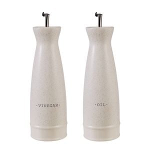 2pc Davis & Waddell Darley Stoneware Oil/Vinegar Dispenser 23.5cm - Cream