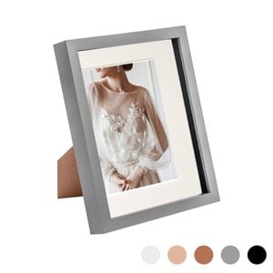 Nicola Spring Acrylic 3d Box Photo Frame With 5" X 7" Mount - 8" X 10"  - Grey