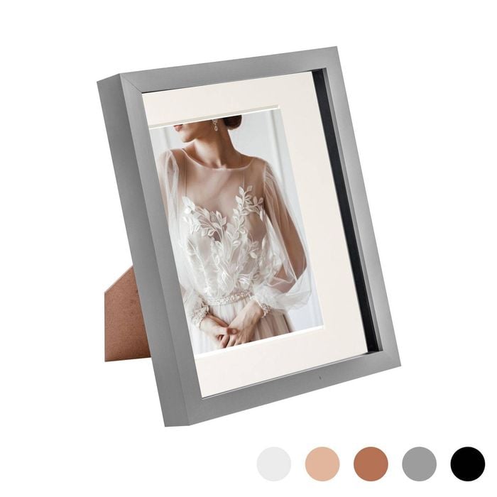 Nicola Spring Acrylic 3d Box Photo Frame With 5" X 7" Mount - 8" X 10"  - Grey