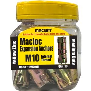Macsim M10 Yellow Zinc Medium Duty Macloc Anchor - 10 Jar