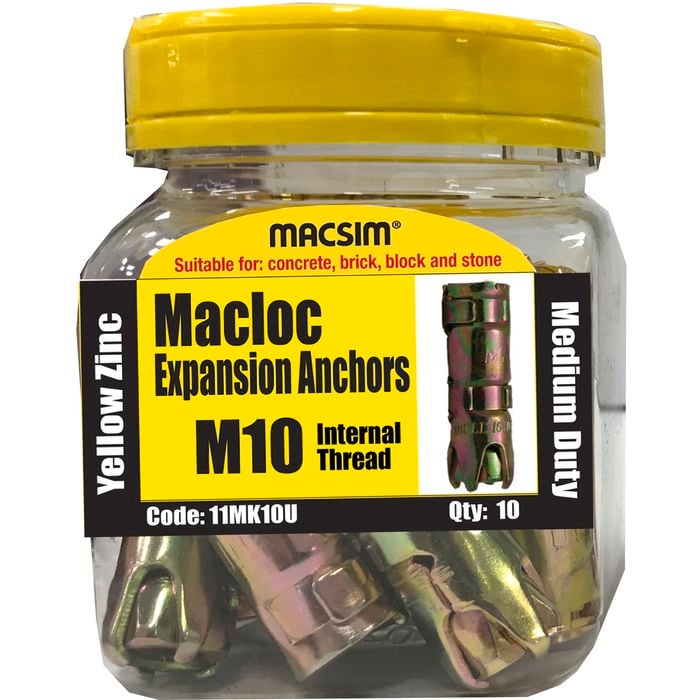 Macsim M10 Yellow Zinc Medium Duty Macloc Anchor - 10 Jar