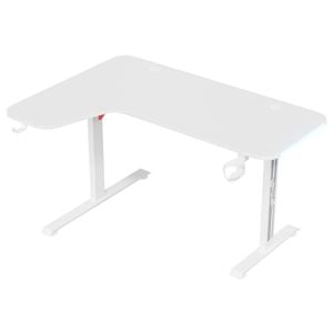 Advwin 140cm L Shaped Computer Gaming Desk with RGB LED Light White