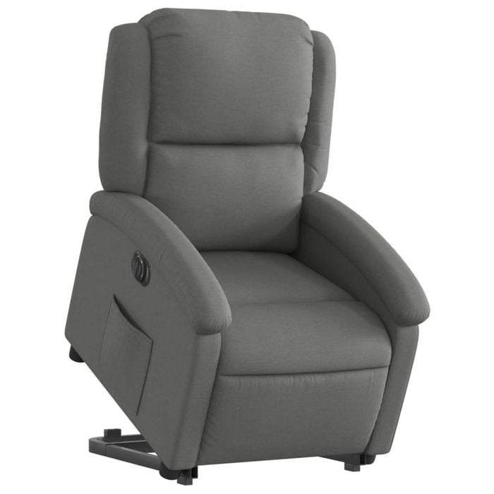 vidaXL Electric Stand up Recliner Chair Armchair Single Sofa Dark Grey Fabric