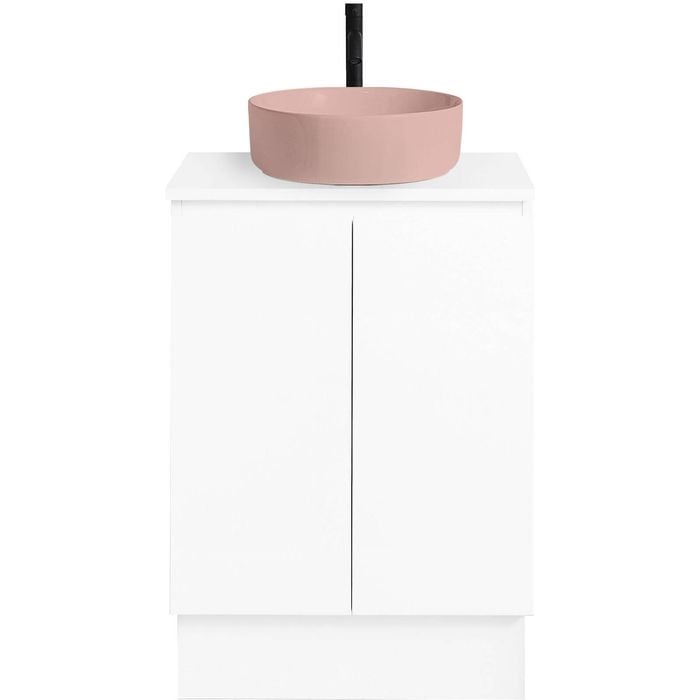 CIBO 600mm White Nordic Full Height Bathroom Vanity with Pale Pink Countertop Basin
