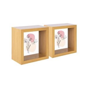 Nicola Spring 3d Deep Box Square Photo Frames - 4 X 4" - Light Wood - Pack Of 5