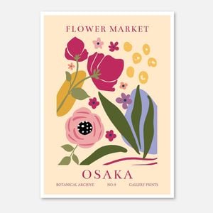 Galrie Vibrant Flower Market Osaka Wall Art Print - Stunning Botanical Home Decor, Poster Only, 50 x 70cm (20 x 28inch)