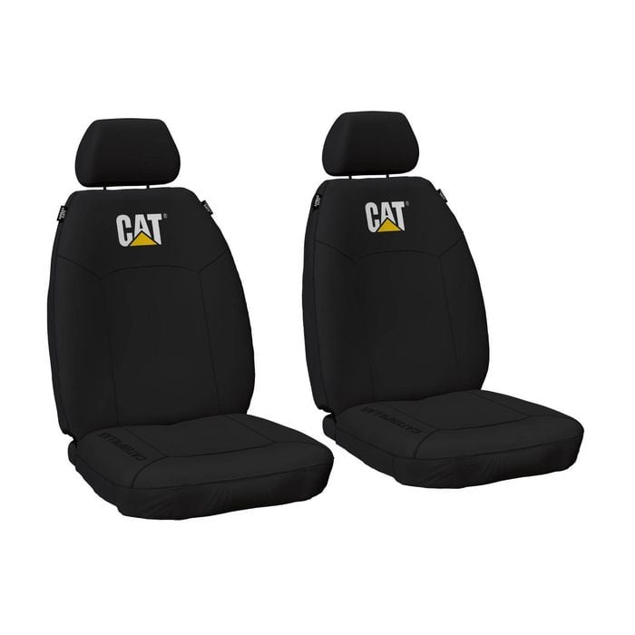 Official Caterpillar Heavy Duty Canvas Black Front Universal Car Seat Covers Cat Universal Fit