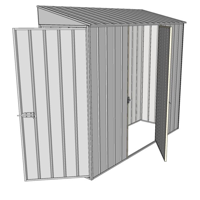 Build-a-Shed 0.8 x 2.3 x 2m Hinged Door Tunnel Shed With Single Hinged Side Door - Zinc