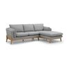 Modern Furniture BRONTE 3 Seater Sofa with Right Chaise - Light Grey & Oak