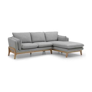 Modern Furniture BRONTE 3 Seater Sofa with Right Chaise - Light Grey & Oak