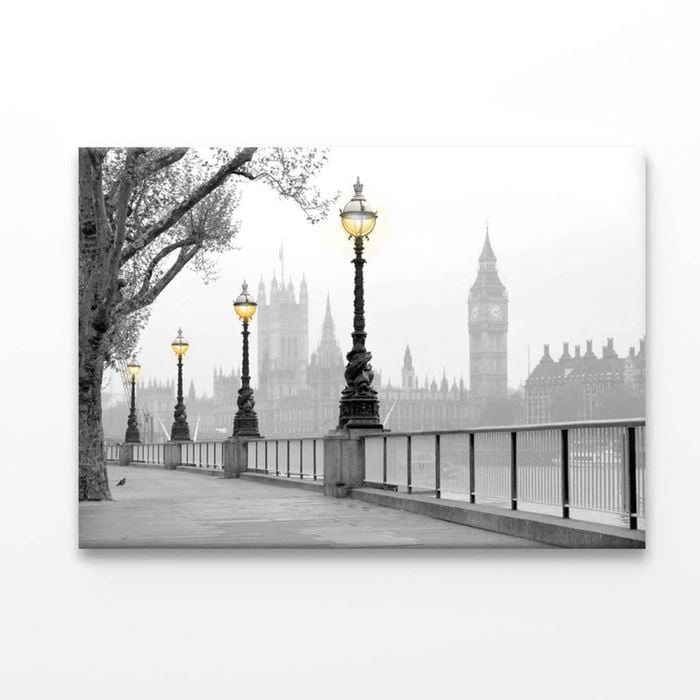 B&W Street Lights with City  Print 100% Australian Made 90 x 60cm  (Acrylic)