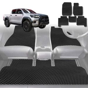 6D Diamond Car Floor Mats for Toyota Hilux Extra Cab 2015-Current-Full Set-Black-Outback GT