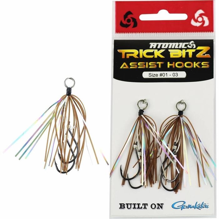 Atomic Trick Bitz Assist Fishing Hook 4, Brown Silver