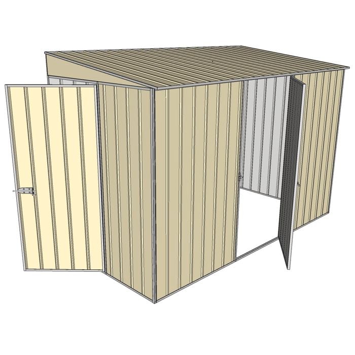 Build-a-Shed 1.5 x 3 x 2m Single Hinged Side Door Skillion Shed - Cream