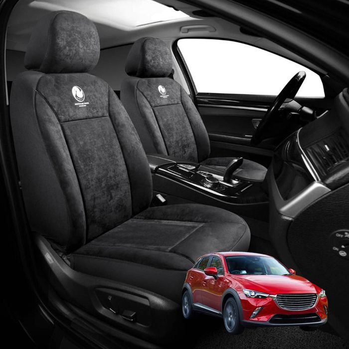 Australian Goose Edition Front Seat Covers for Mazda CX-3 2015 - Current (DK) - Suede, Universal Fit - Black