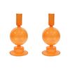 2PK Glass Elle 19cm Taper Stick Candle Holder - Tangerine