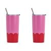 2PK Annabel Trends 500ml Stainless Steel Wave Smoothie Tumbler Pink Red