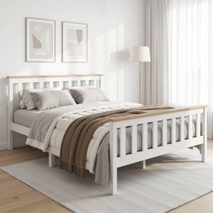 Artiss Bed Frame Double Size Wooden White Pony