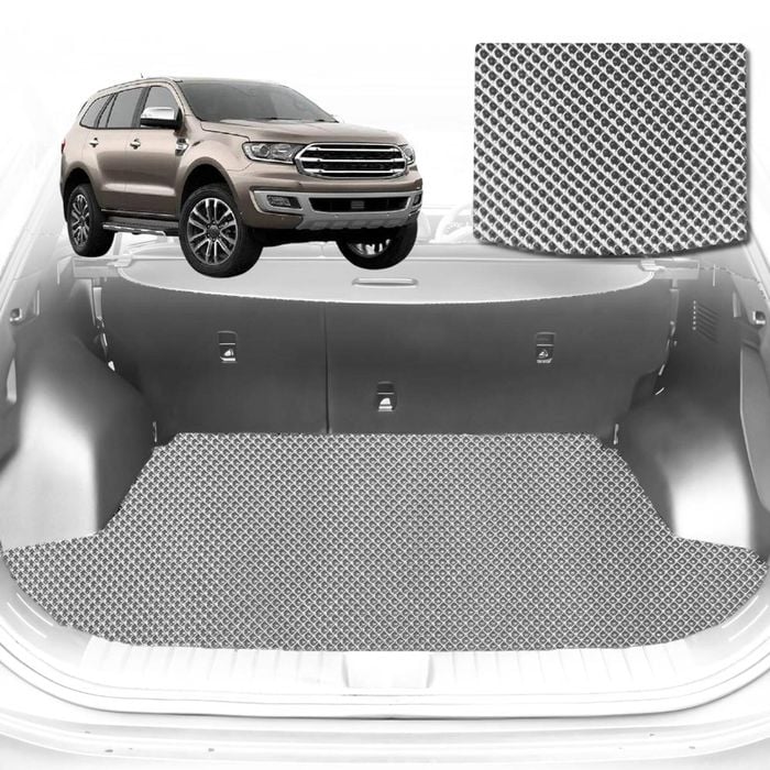 6D Diamond Car Boot Mat for Ford Everest UA2015-2021-(3rd Row seats up/7 seater)-Cargo Mat-Grey-Outback GT